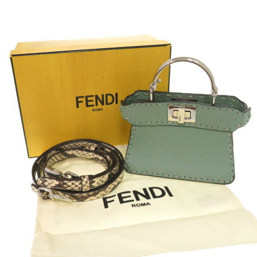 Fendi Peekaboo ICU Grained Leather Python Green S… - image 2